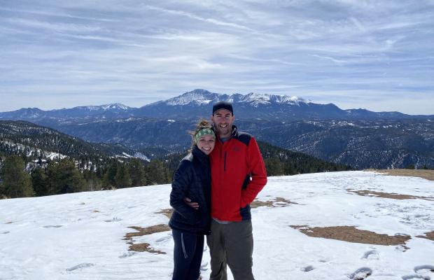Morgan Benson and her fiance hike near their home in Colorado Springs, Colorado. 