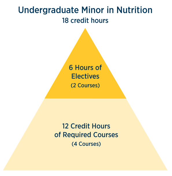 Undergraduate Minor in Nutrition 18 credit hours - 6 hours of electives (2 courses), 12 credit hours of required courses (4 courses)