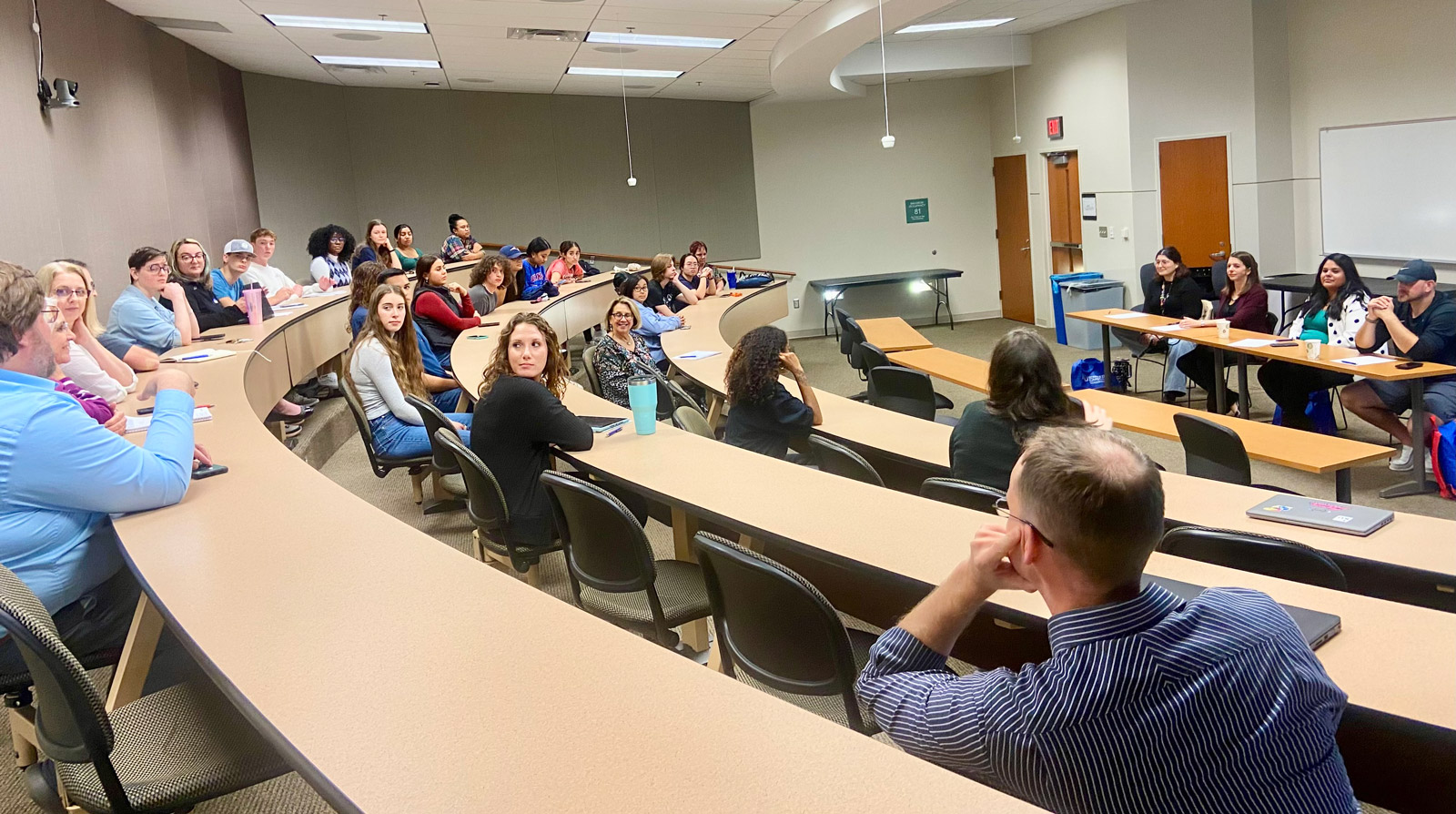 A picture of students in a classroom for the Science Transfer Community Event at the KU Edwards Campus.