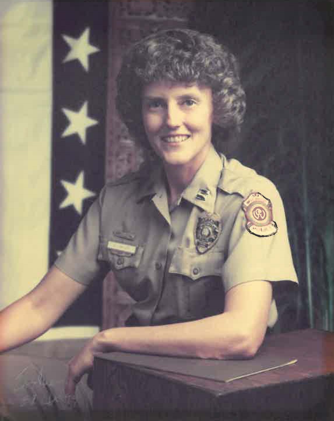 By the time of this photograph in 1989, Beckie Miller had risen in the ranks to captain with the Wichita Police Department.