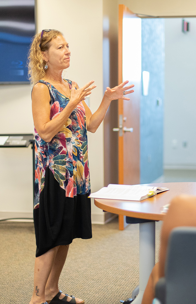 Dr. Petra Horn-Marshes teaches American Sign Language at KU Edwards Campus.