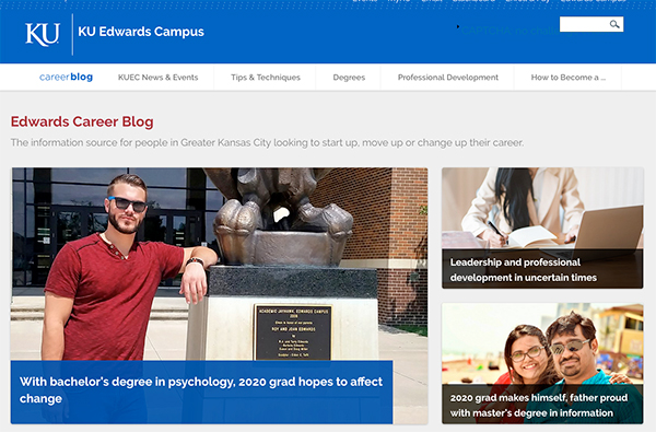 The front page of the Career Blog