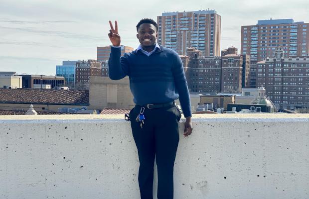 Jeremiah Ikwuwunna graduates from KU this spring with a bachelor’s in literature, language and writing, a minor in law and society 